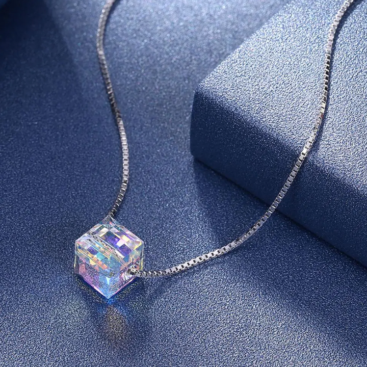 Crystals Aurora Borealis Cube Necklace - Grow Nature