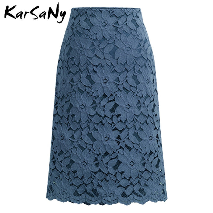 Women A-line Skirt Lace Elegant Office Velvet Skirt For Women Warm Skirts Knee-length High Waist - Grow Nature
